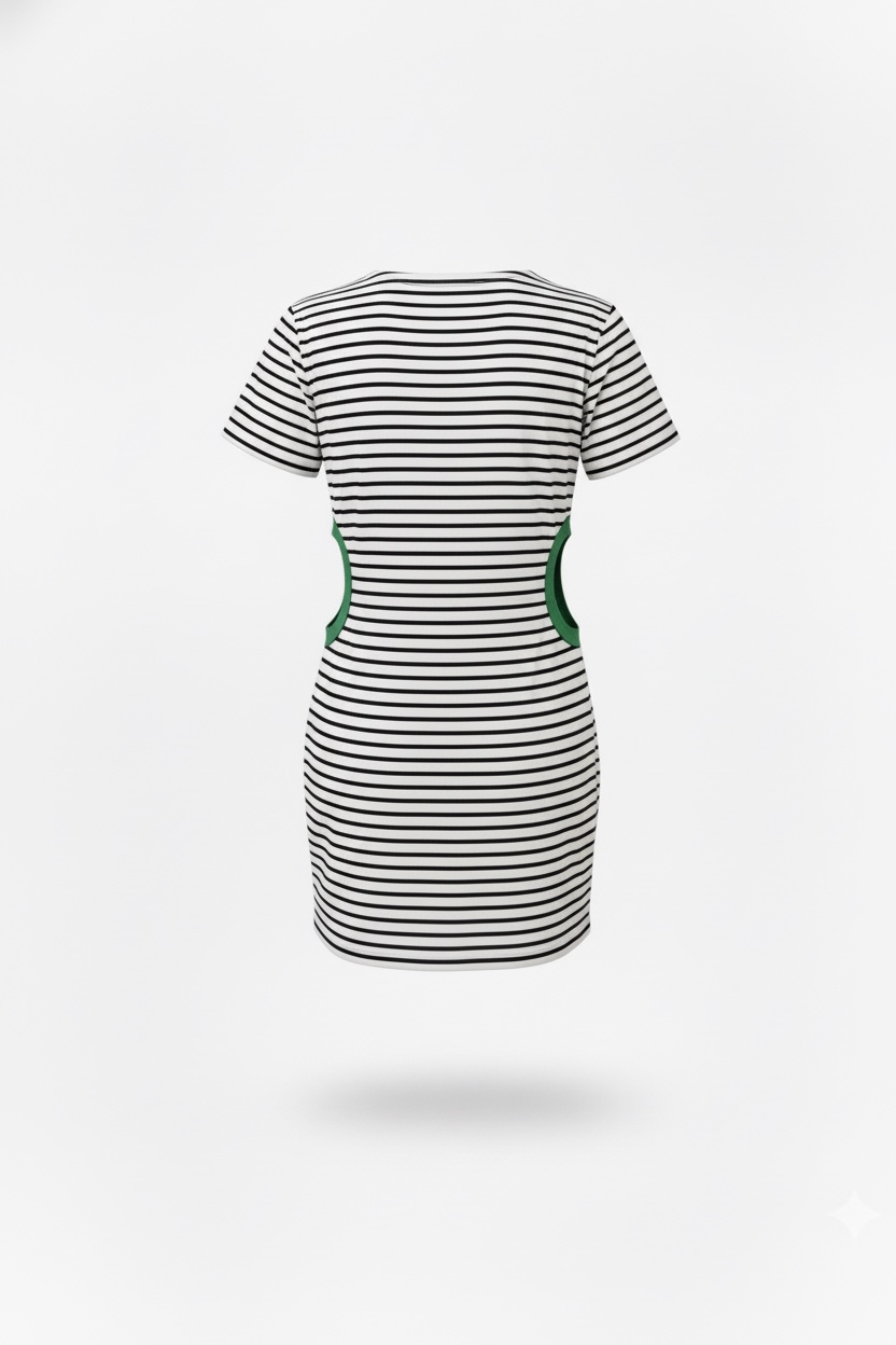 Breton Stripes ‘Only You’ Tunic w/ Emerald Green Waist Detail