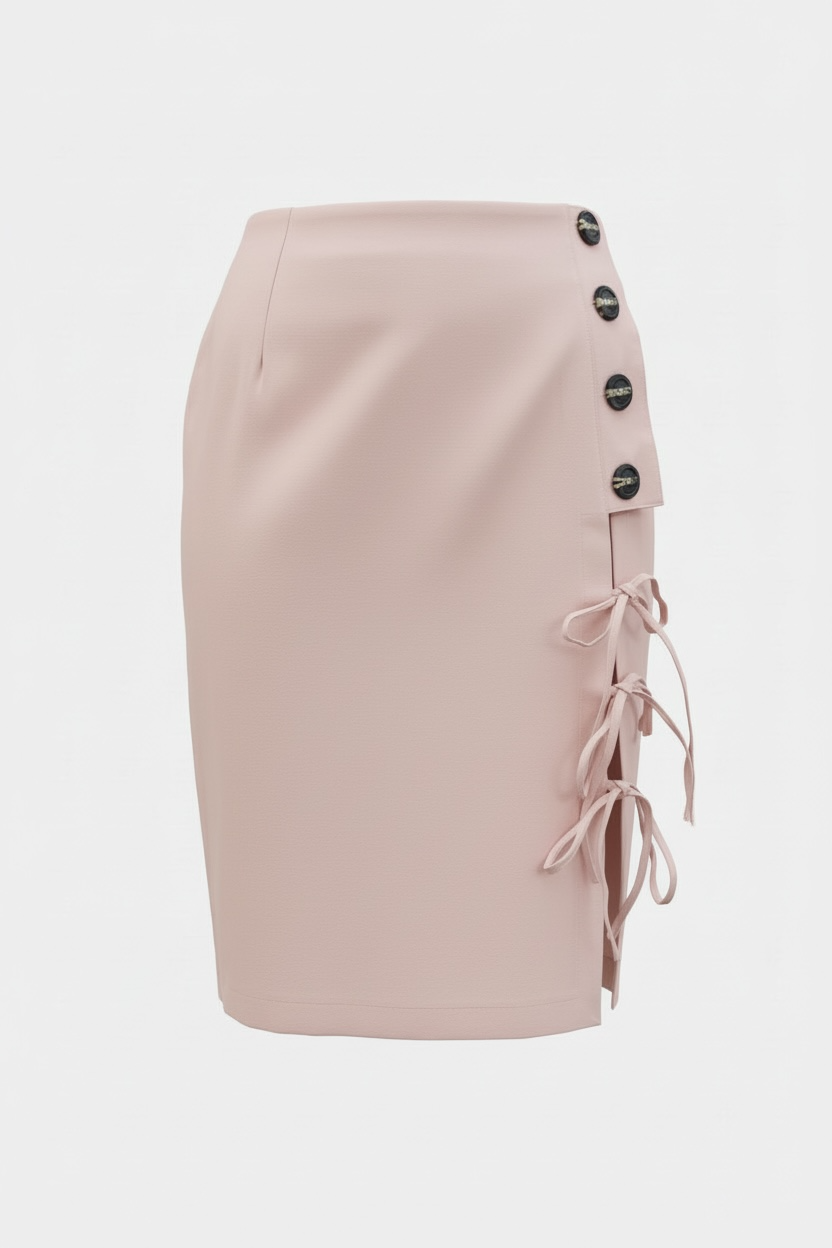 Pencil Skirt w/ Side Buttons/Strings