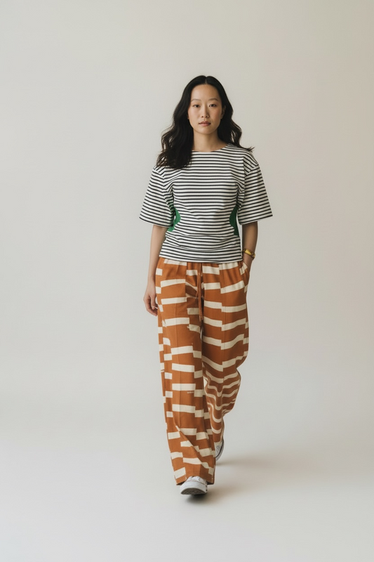 Breton Stripes ‘Only You’ Tunic w/ Emerald Green Waist Detail