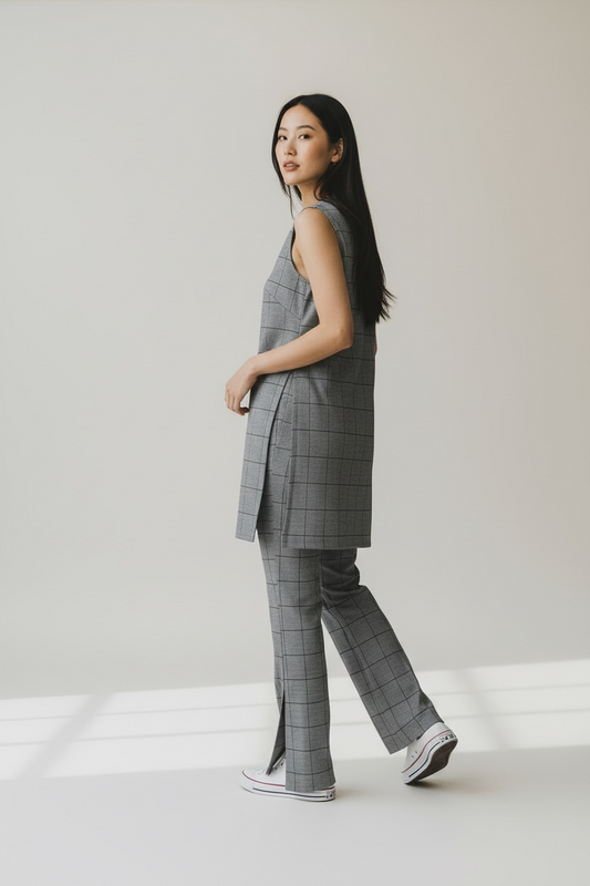 Structured Tunic in Modern Plaid