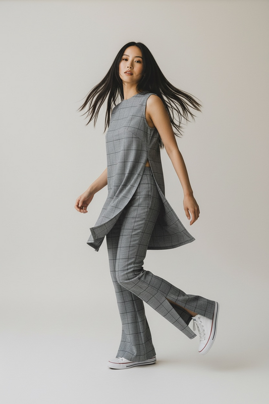 Flare Trousers in Modern Plaid