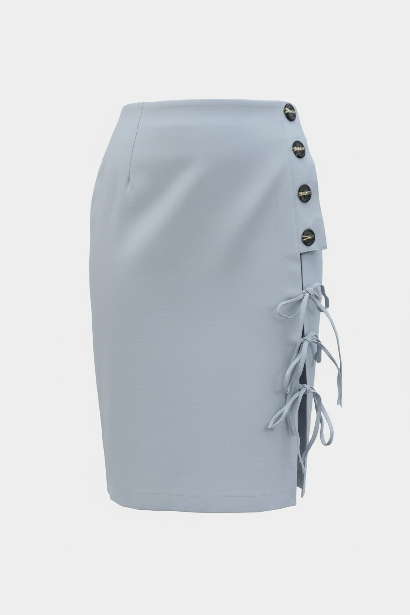 Pencil Skirt w/ Side Buttons/Strings