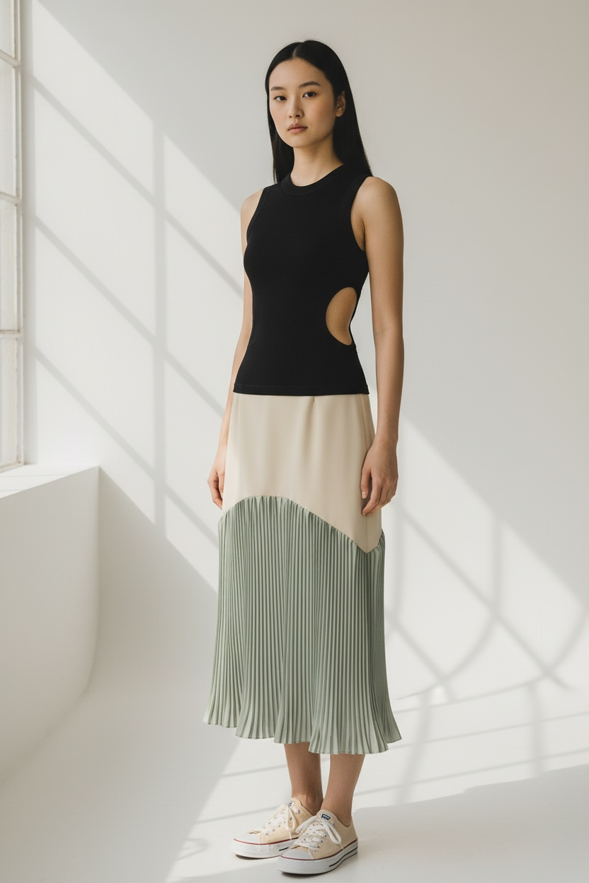 Contour Pleated Skirt