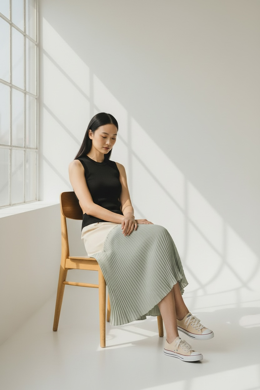 Contour Pleated Skirt