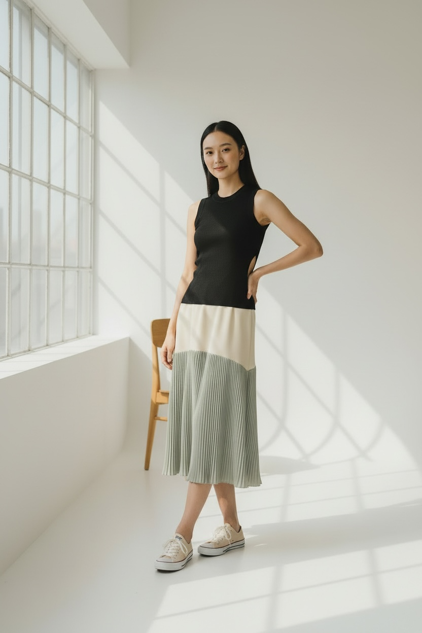 Contour Pleated Skirt