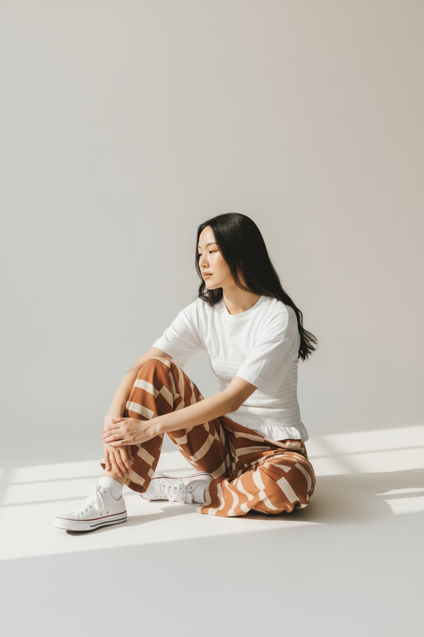 Printed Cotton Pique Track Pants